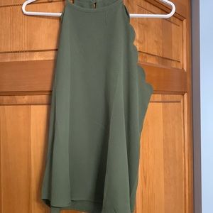 Olive Green ruffled tank top